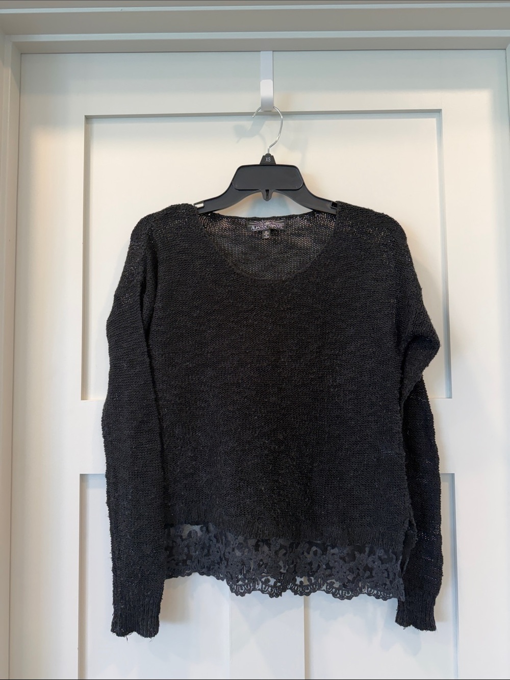 Almost Famous Black Lace Hem Knit Sweater